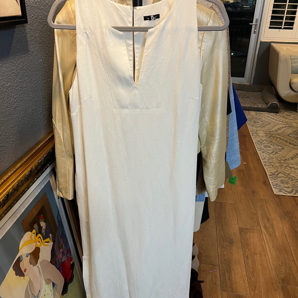 Ann Taylor White Linen Blend Maxi Dress Size Medium